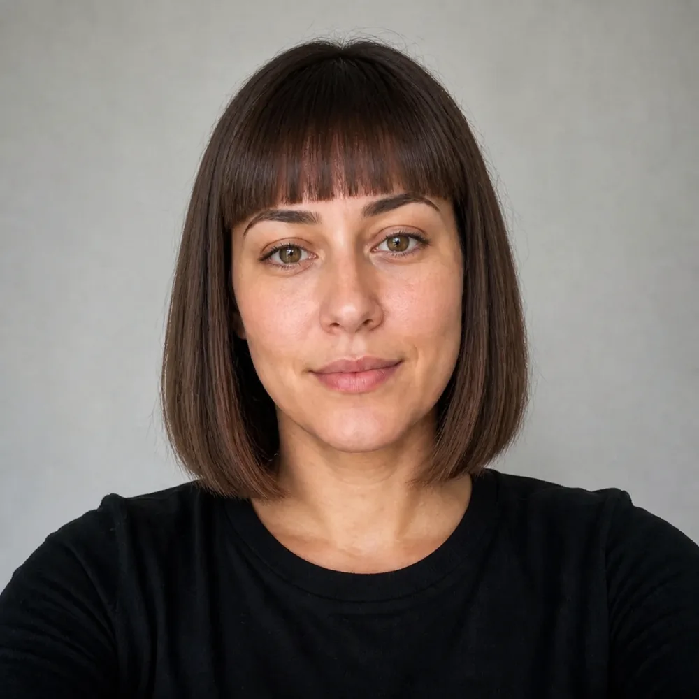 A fringe bob with a blunt fringe