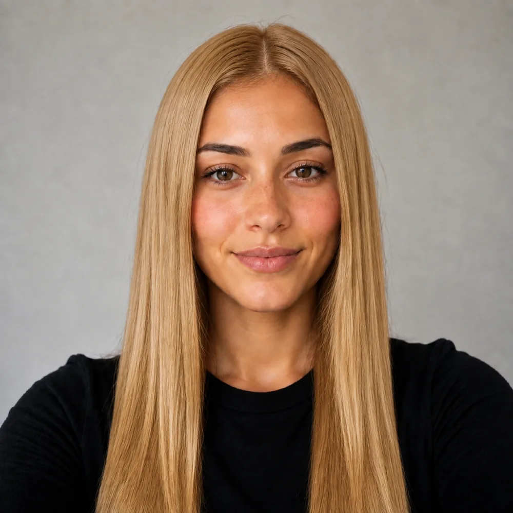 Ada with even honey blonde hair