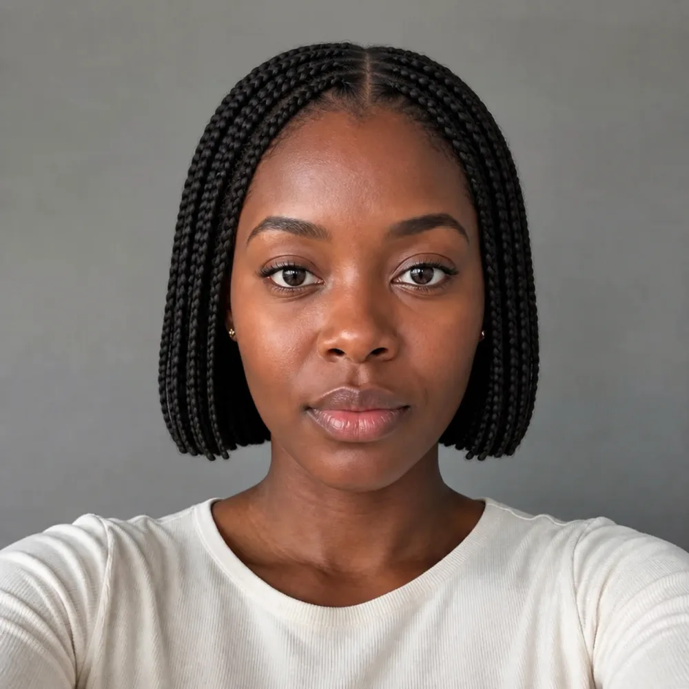 A curly bob at collarbone length