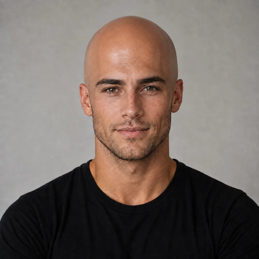 Noah with a cleanly shaved head