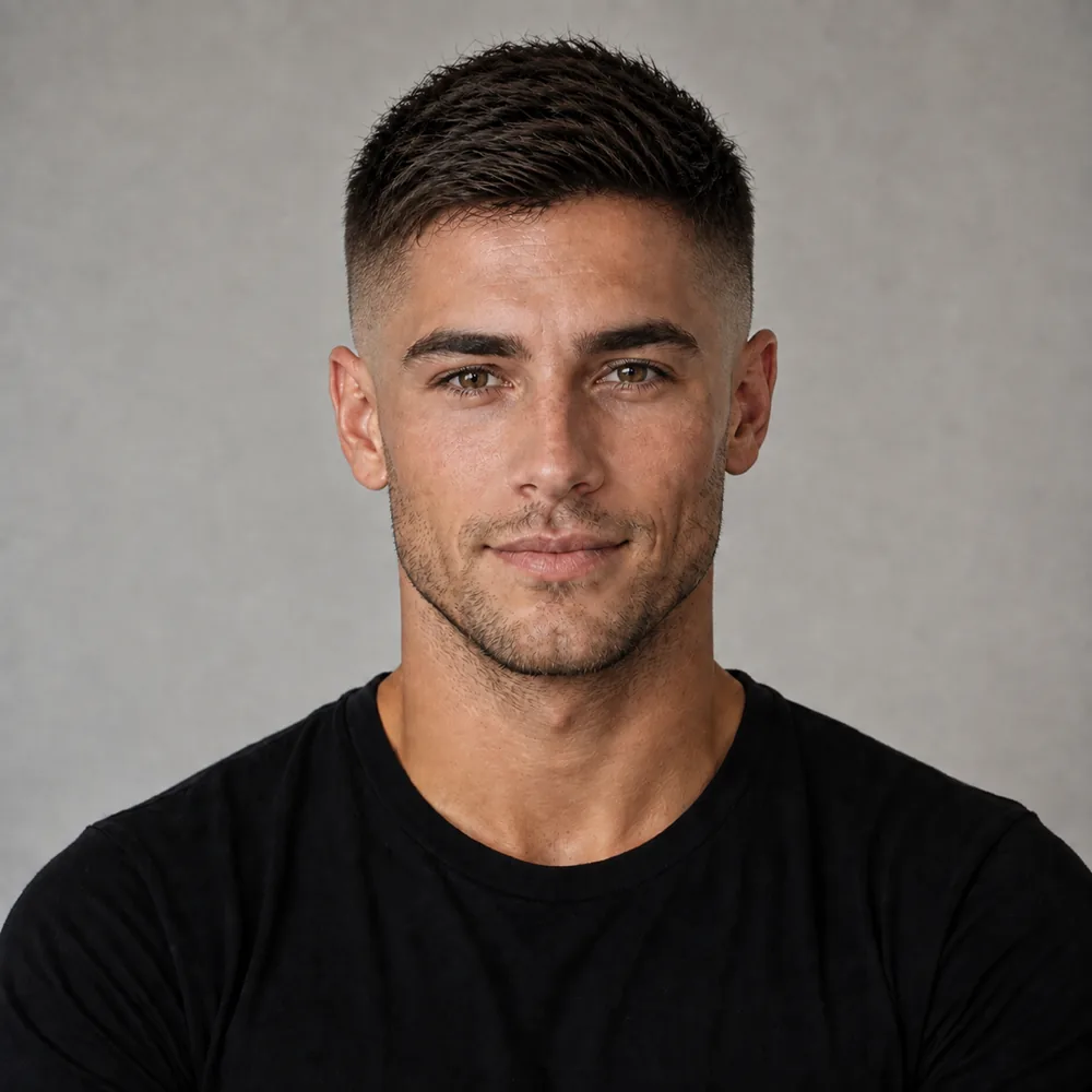Noah with a mid taper fade and textured length on top