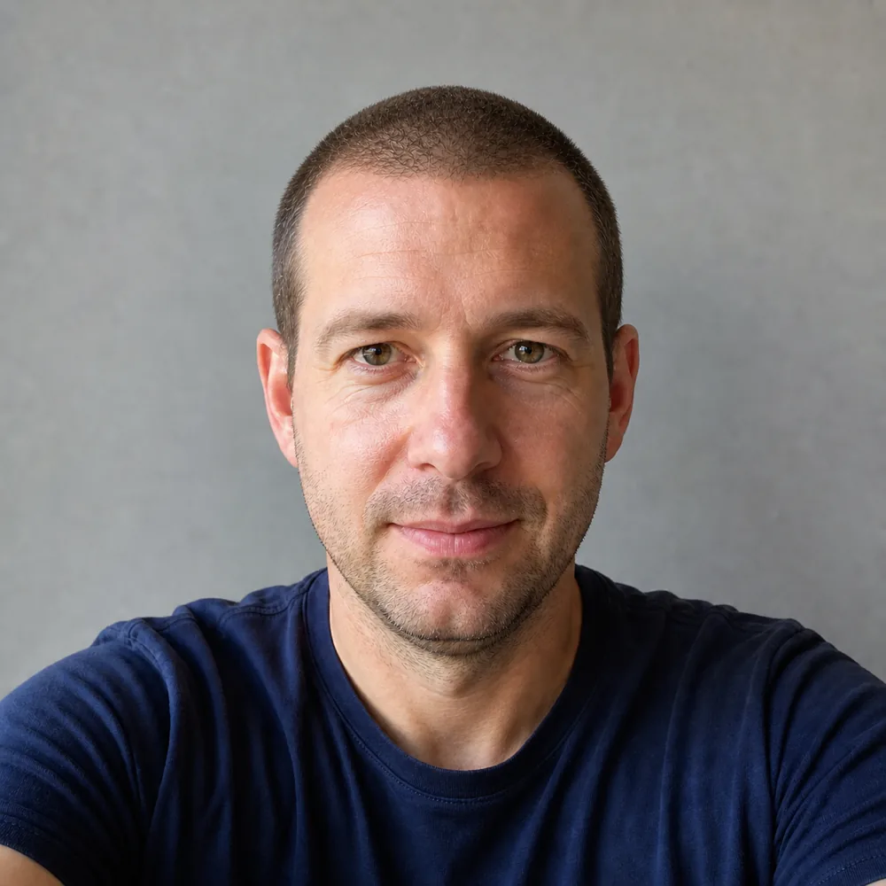 A buzz cut on a receding hairline