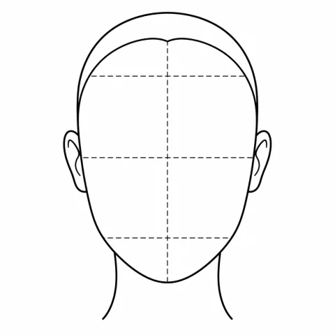 Oval face outline: A little longer than wide, with a softly rounded jaw.