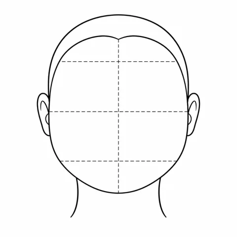 Round face outline: Similar width and length, full cheeks and a soft jaw.