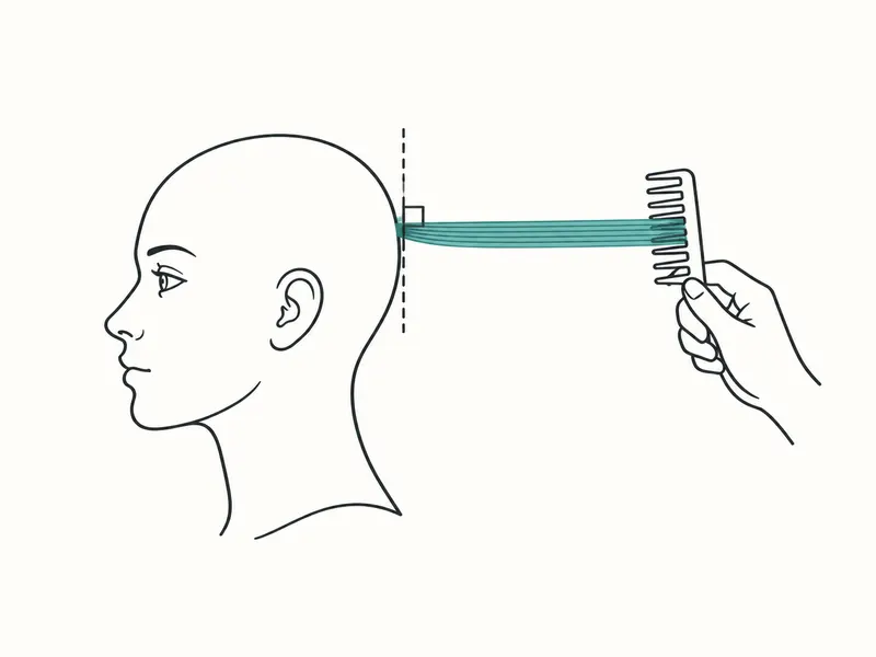Side-profile head with a comb lifting a section at 90° from the head.